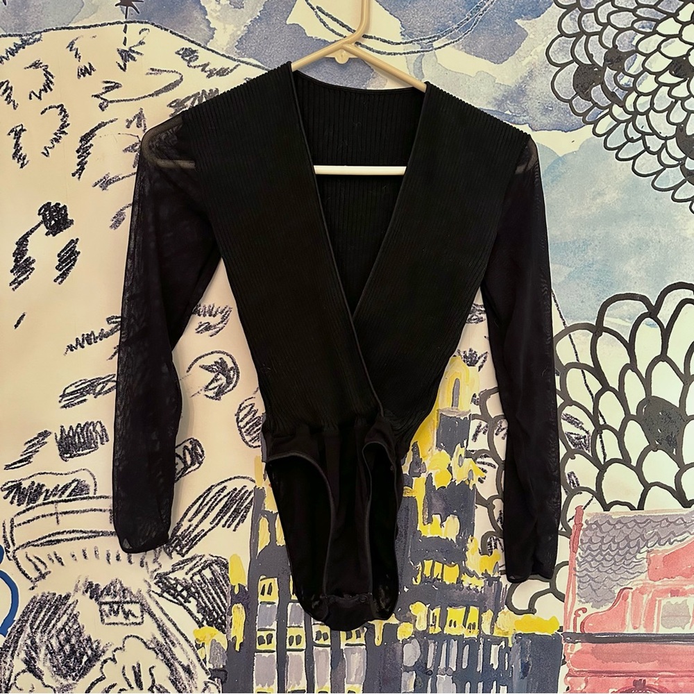 Vintage Coasabella black mesh and knit bodysuit